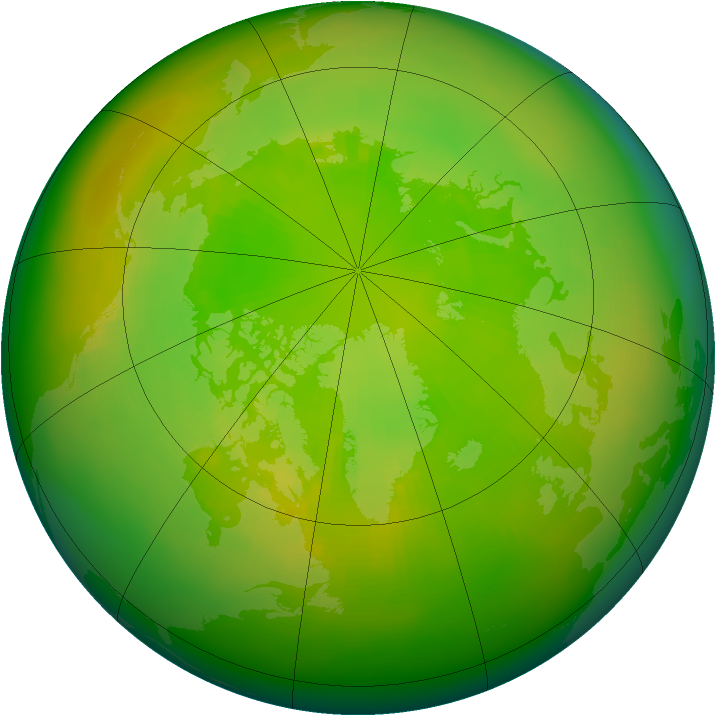 Arctic ozone map for June 1984
